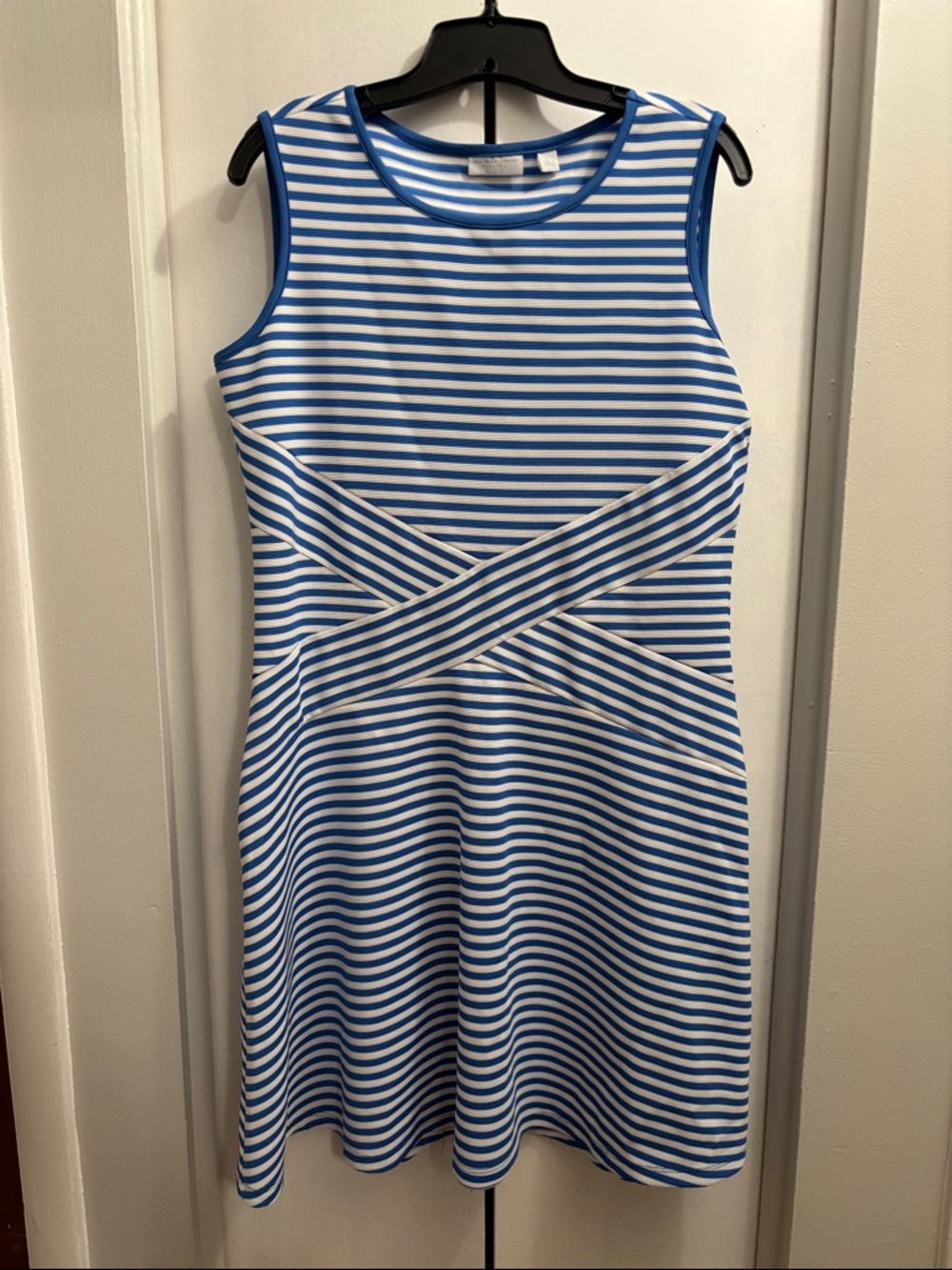 New York & Company Blue and White Striped Midi Dress